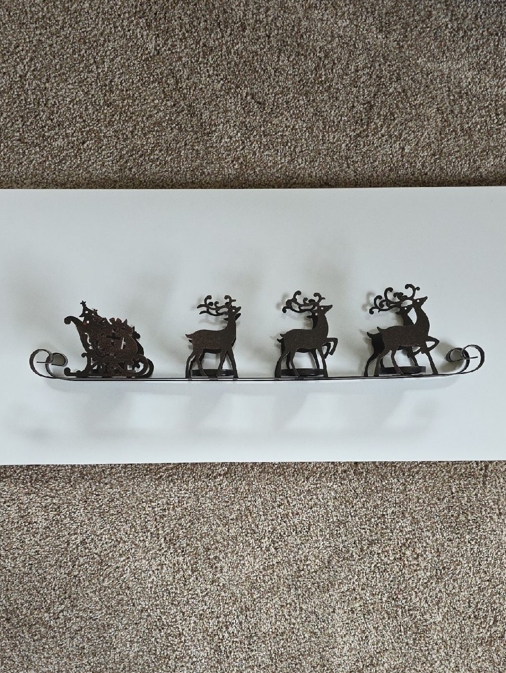 Metal Reindeer Sleigh Candle Decor - Black Bronze